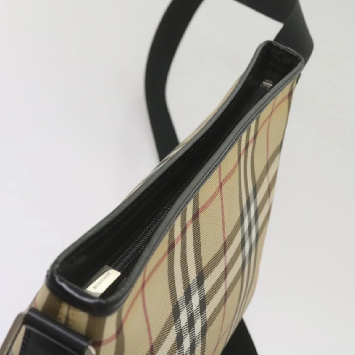 BURBERRY Nova Check Shoulder Bag Coated Canvas Beige Auth yk11241