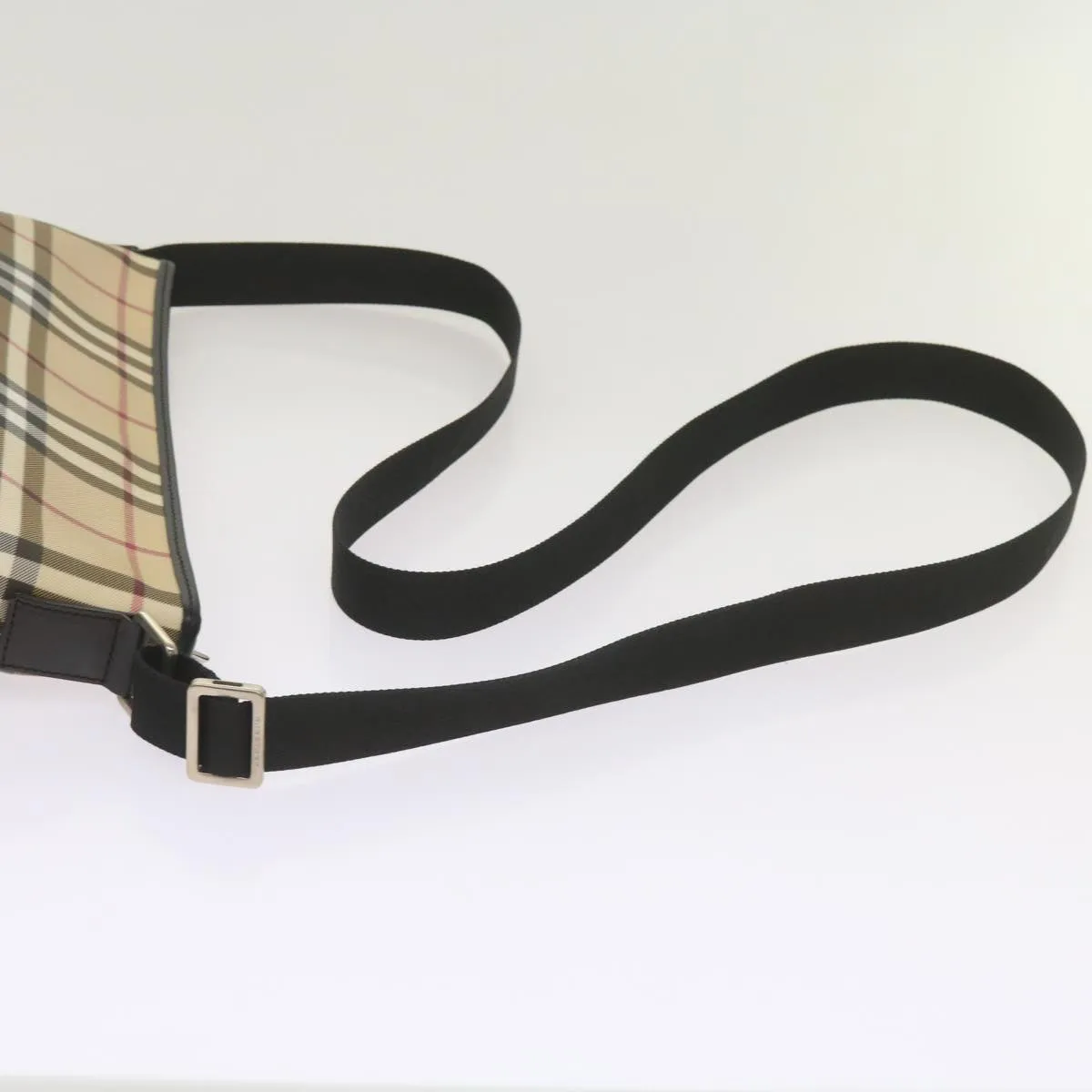 BURBERRY Nova Check Shoulder Bag Coated Canvas Beige Auth yk11241