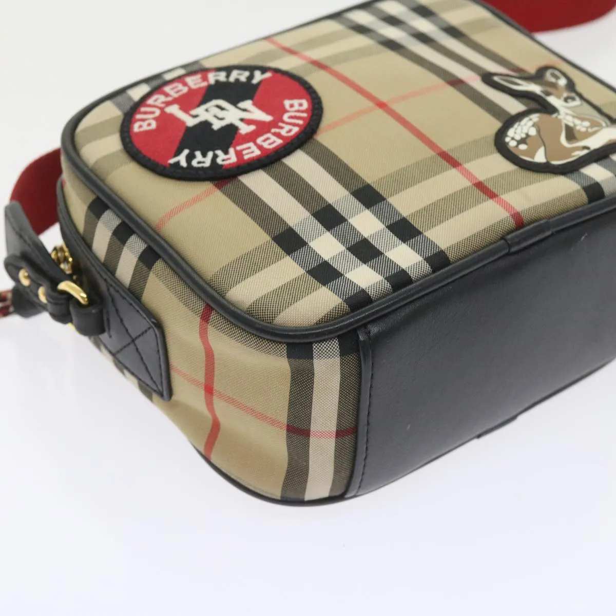 BURBERRY Nova Check Shoulder Bag Nylon Canvas Beige Auth 58996A