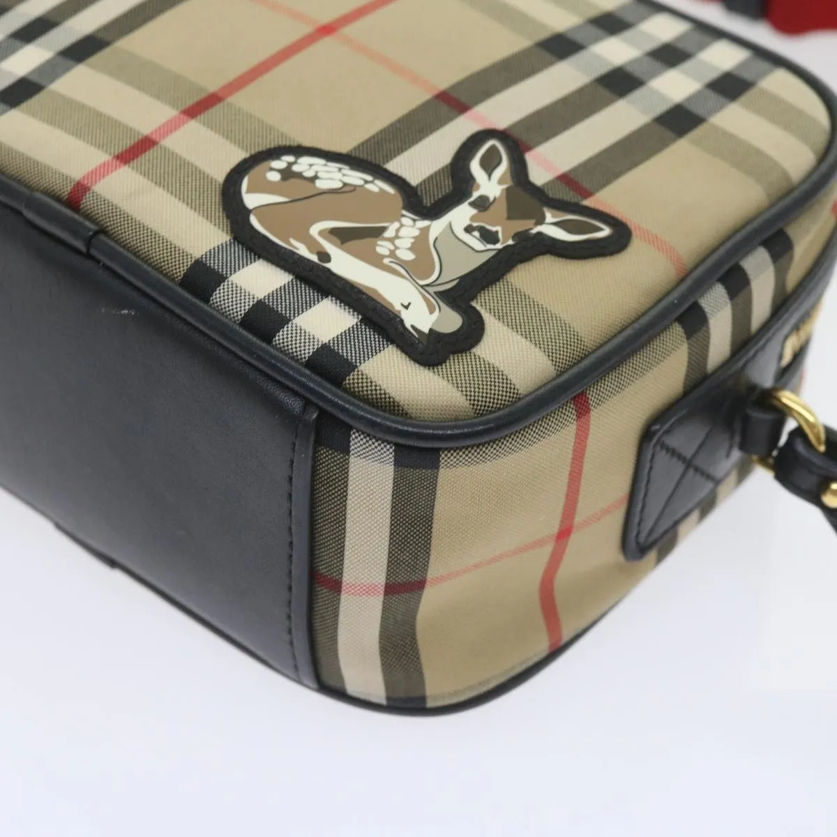 BURBERRY Nova Check Shoulder Bag Nylon Canvas Beige Auth 58996A
