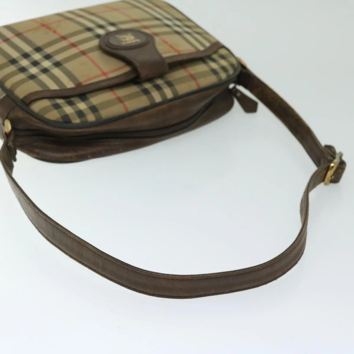 BURBERRYSs Nova Check Shoulder Bag Canvas Beige Auth 68023