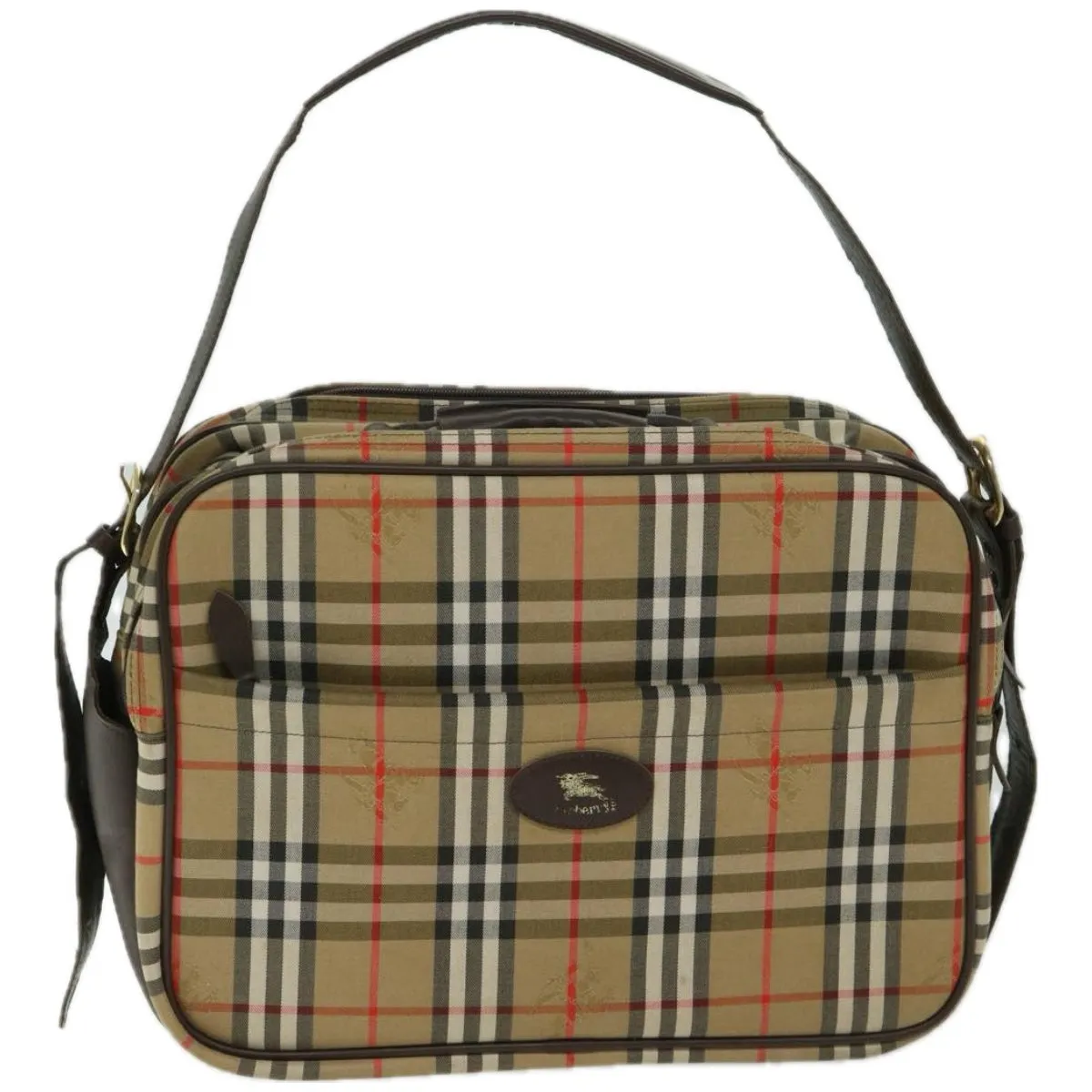 BURBERRYSs Nova Check Shoulder Bag Canvas Beige Auth ep3489