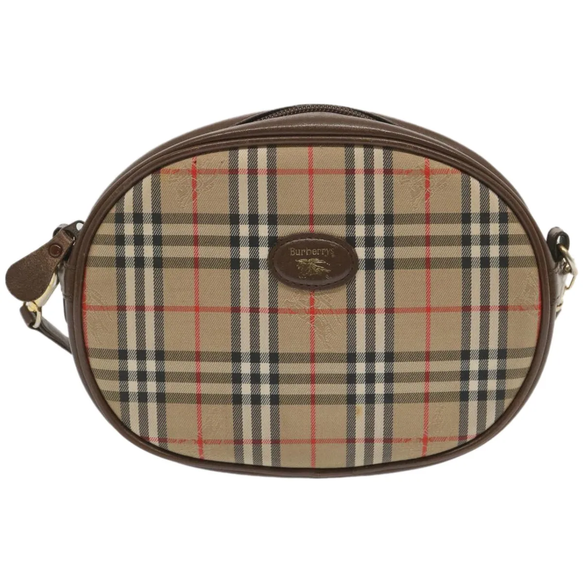 BURBERRYSs Nova Check Shoulder Bag Canvas Beige Auth ep3529