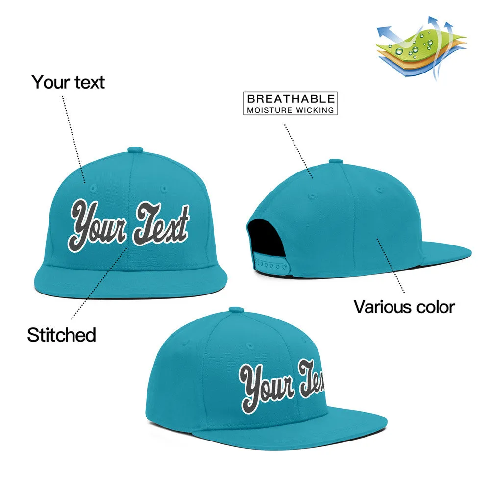 Custom Aqua Grey-White Casual Sport Baseball Cap