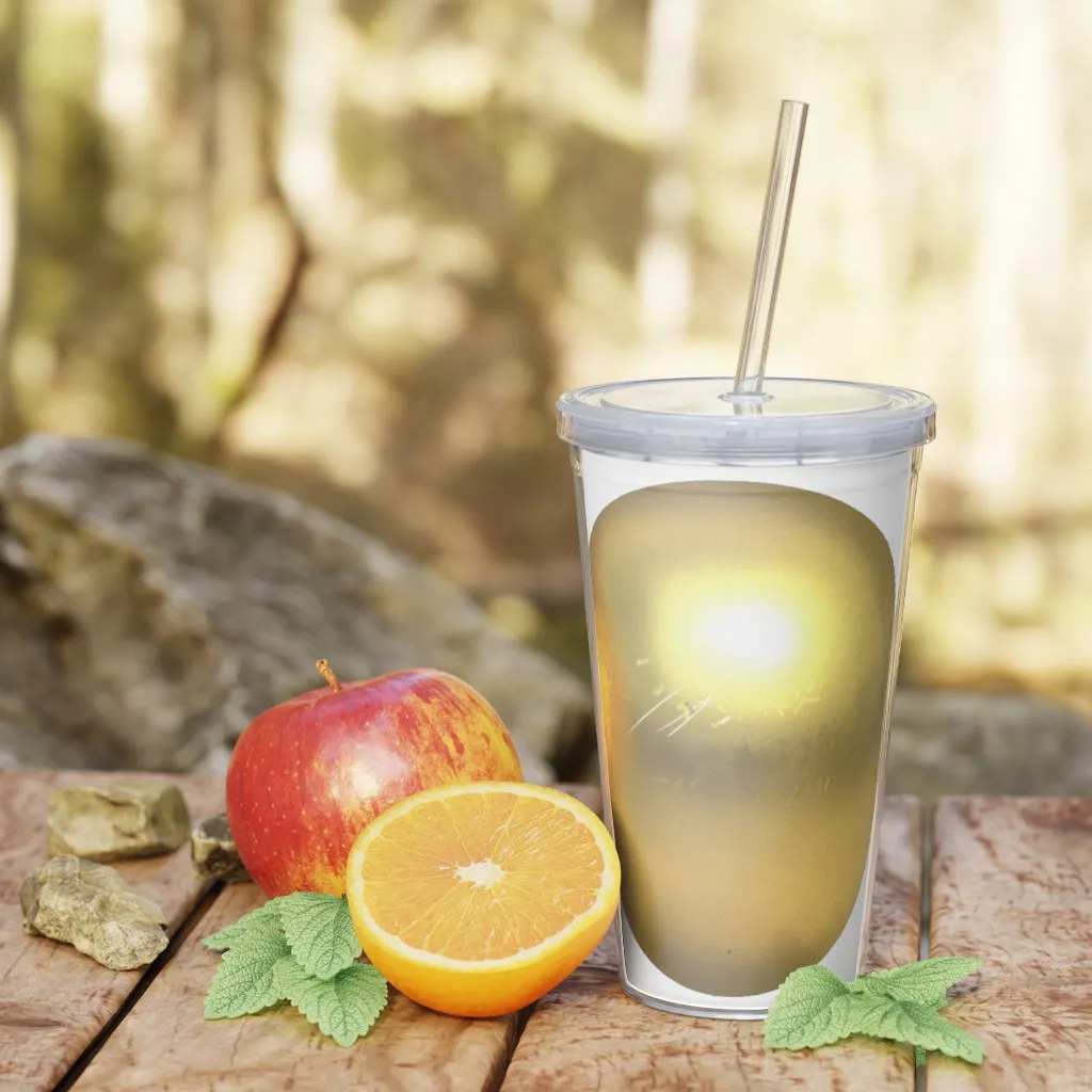 Gold Material Plastic Tumbler with Straw
