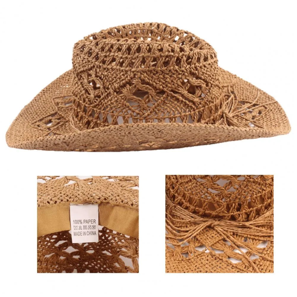 Straw Western Cowboy Hat for Women Men