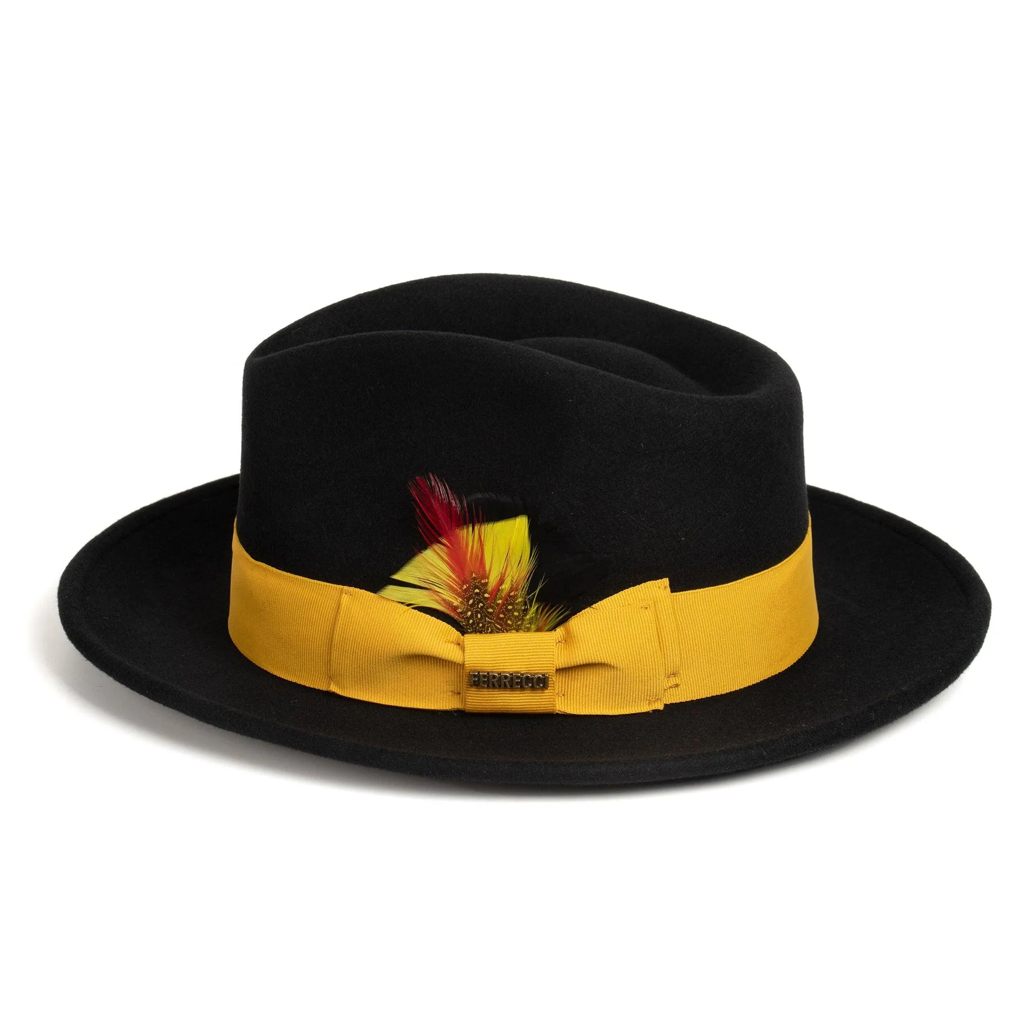 Vintage Crushable Wool Fedora Hat-Black