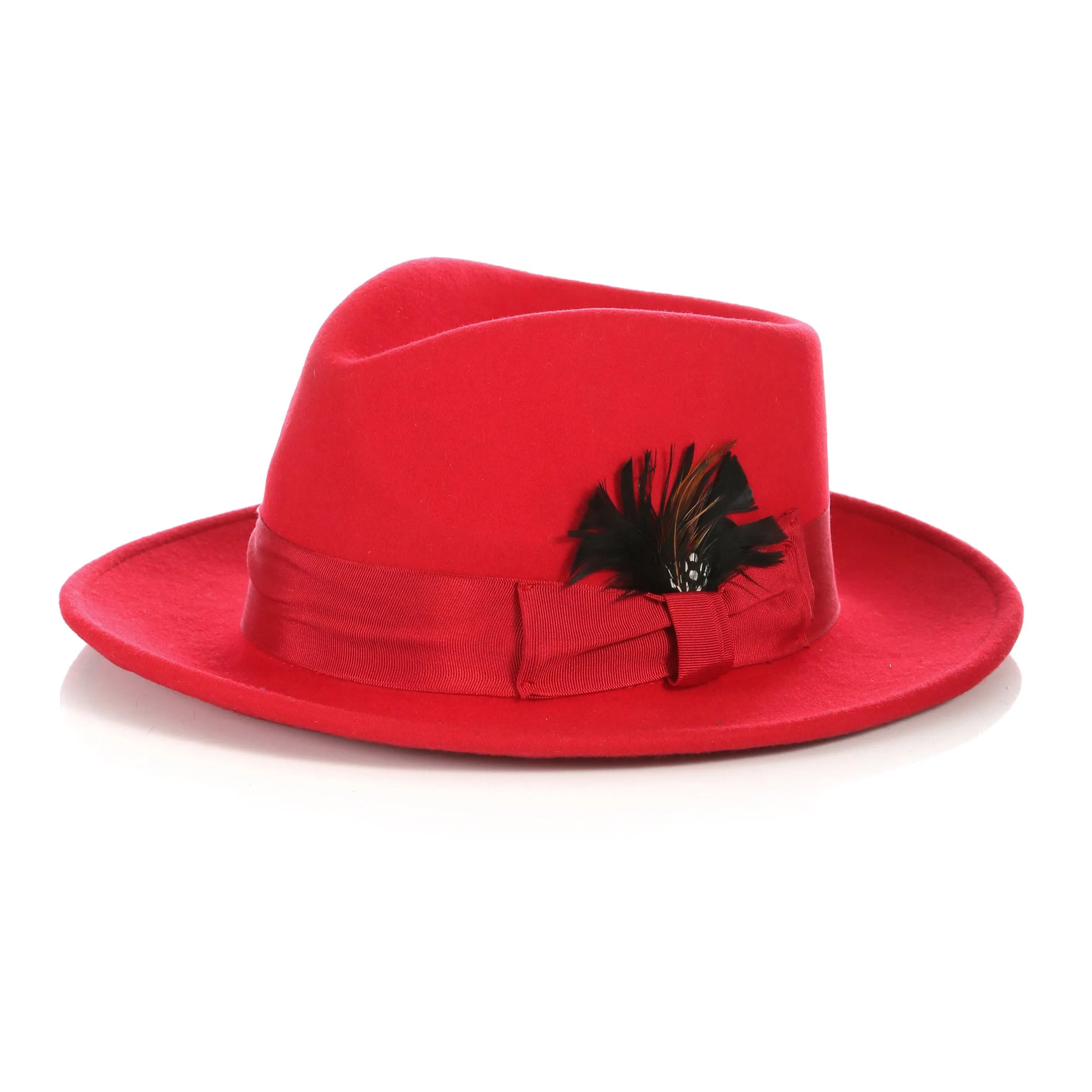 Vintage Crushable Wool Fedora Hat-Burgundy